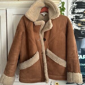Topshop faux shearling teddy oversized car coat winter jacket, Size 2
Preowned